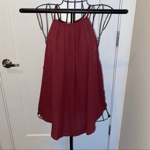 Thin silky maroon tank